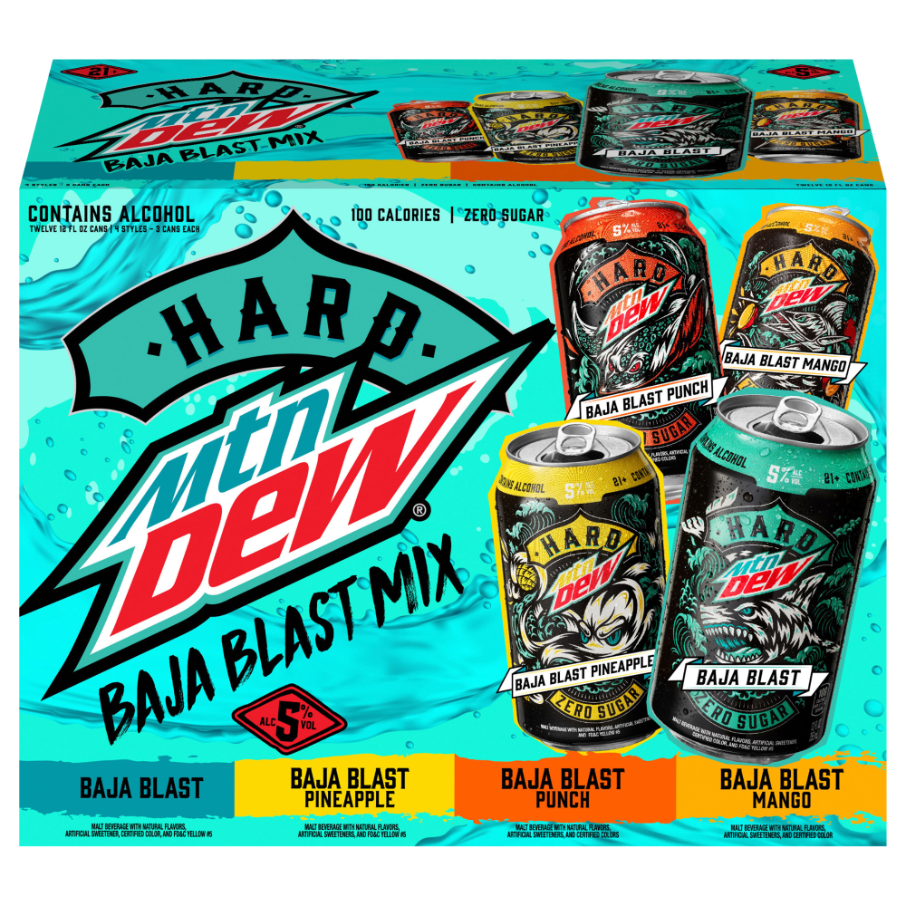 Mtn Dew Malt Beverage, Hard, Baja Blast Mix 12 Pack