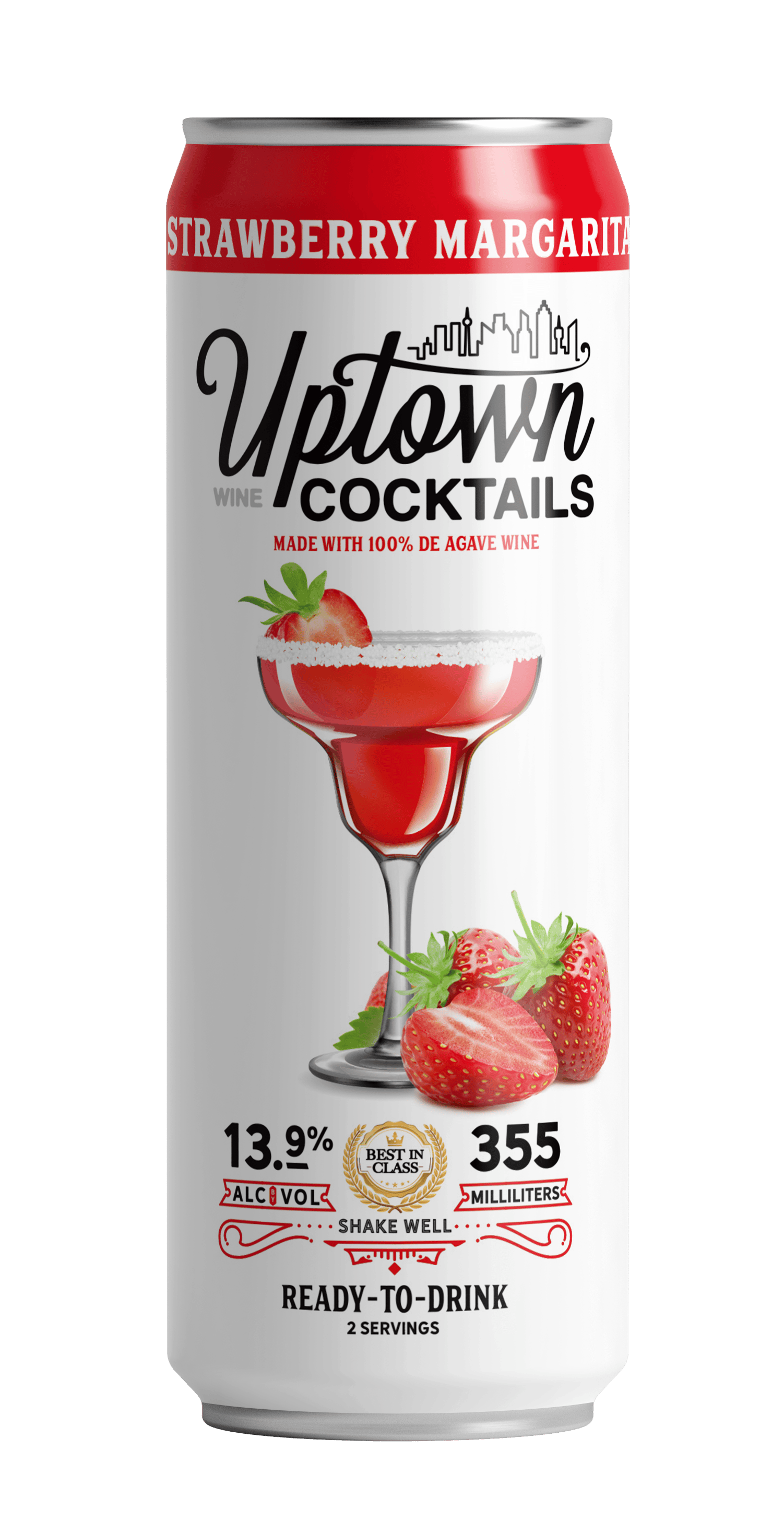 Uptown Cocktails Strawberry Margarita Single Can 355ml